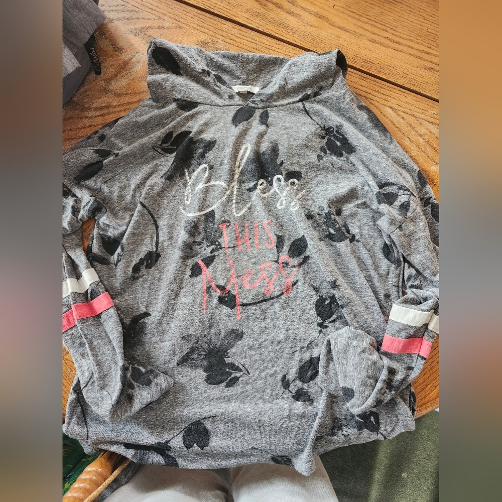 Gray and Pink Hoodie - Bless This Mess